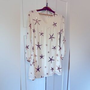 Dress Long Sleeve cream/rose gold Starfish size S EUC